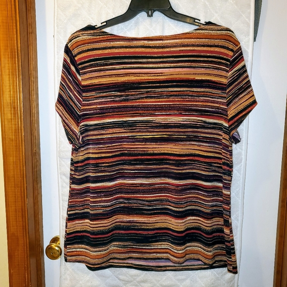 Liz Claiborne multicolor 2x cap sleeve top - Picture 2 of 7